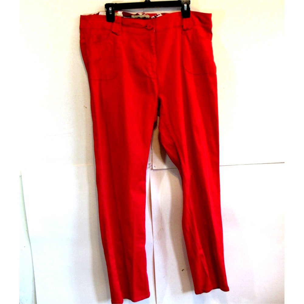 High Waist Straight Leg Pants Lightweight Red Pockets Women's Sz 20